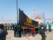 فیلم |  اهتزاز پرچم گنبد حرم مطهر امام رضا علیه‌السلام در پایانه مرزی شلمچه