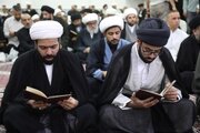 حضور هیئتی از تولیت مسجدکوفه در مجلس ترحیم«آیت‌الله الخرسان»+عکس