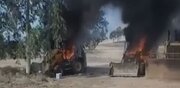فیلم/ آتش زدن بولدوزر و تجهیزات صهیونیست‌ها در «غلاف غزه»