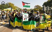 راهپیمایی حزب حاکم آفریقای جنوبی ANC در حمایت از فلسطین