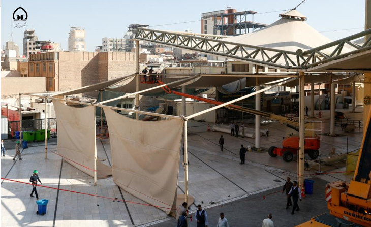 پروژه مسقف کردن صحن امام حسین(ع) در آستان مطهر علوی آغاز شد+ عکس