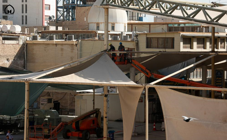 پروژه مسقف کردن صحن امام حسین(ع) در آستان مطهر علوی آغاز شد+ عکس