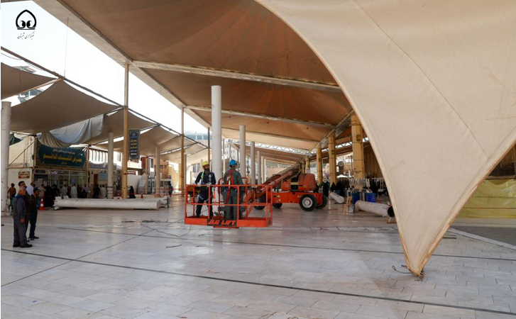 پروژه مسقف کردن صحن امام حسین(ع) در آستان مطهر علوی آغاز شد+ عکس