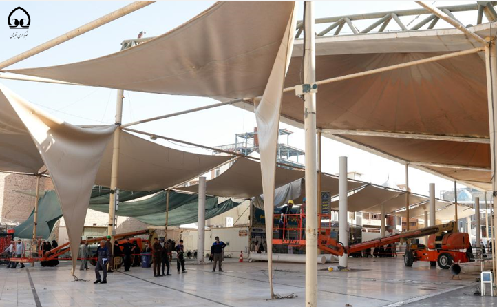 پروژه مسقف کردن صحن امام حسین(ع) در آستان مطهر علوی آغاز شد+ عکس