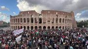 تظاهرات گسترده در پایتخت ایتالیا در حمایت از فلسطین / پایین آوردن پرچم اسرائیل