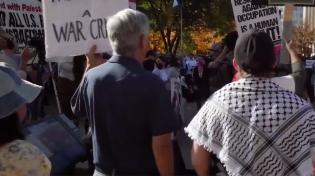 فیلم / همه برای غزه: تجمع حامیان فلسطین در مقابل کاخ سفید