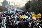 تصاویر بی نظیر هوایی از حضور پرشور مردم مشهد در راهپیمایی ۱۳ آبان