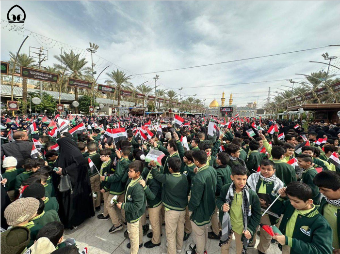 ترسیم نقشه فلسطین دربین الحرمین در کربلا+ عکس