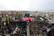 مراسم تشییع و تدفین پیکرمطهر شهید گمنام در طرق + فیلم