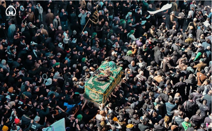 تشییع نمادین پیکر امام موسی کاظم(ع) در کاظمین عراق