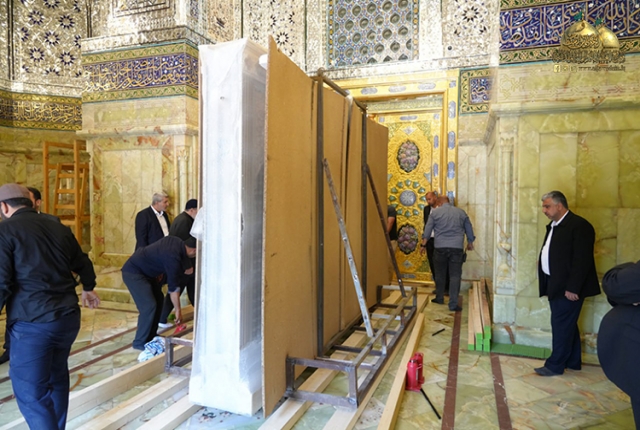 نصب پارتیشنهای جدید در حرم کاظمین+عکس