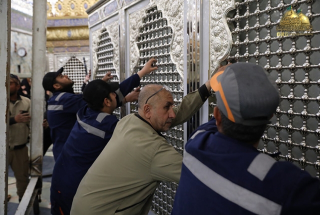 نصب پارتیشنهای جدید در حرم کاظمین+عکس