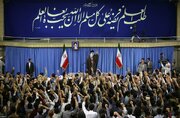 ورود رهبر معظم انقلاب به حسینیه امام خمینی و آغاز دیدار با دانشجویان