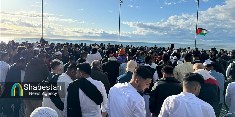 «فلسطین» حاضر در نماز عید فطر در استان ایمپریای ایتالیا+ عکس