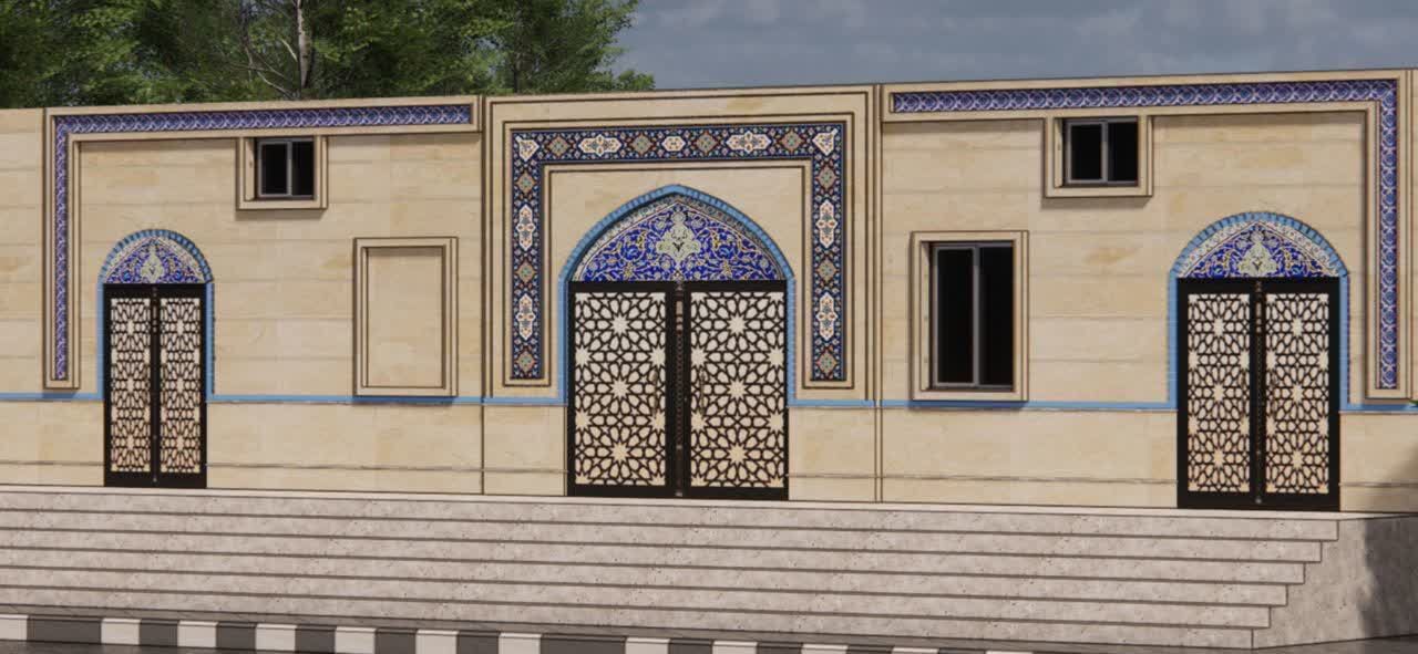 انجام عملیات سنگ‌کاری نمای مسجد جامع روستای بهادرستان  