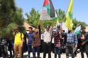 اجتماع دانشجویان یزدی در حمایت از خیزش دانشجویان آمریکا