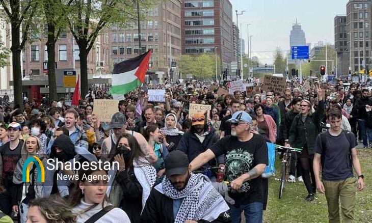 ادامه تحصن دانشجویان دانشگاه آمستردام هلند از غزه+ عکس