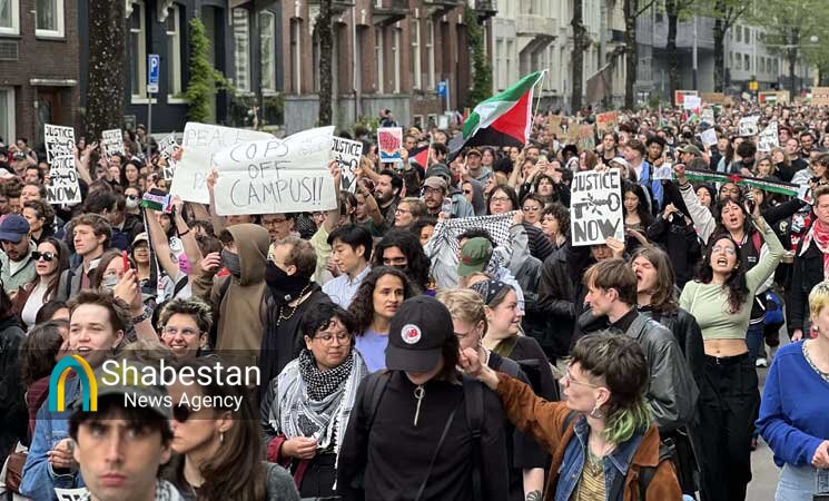 ادامه تحصن دانشجویان دانشگاه آمستردام هلند از غزه+ عکس