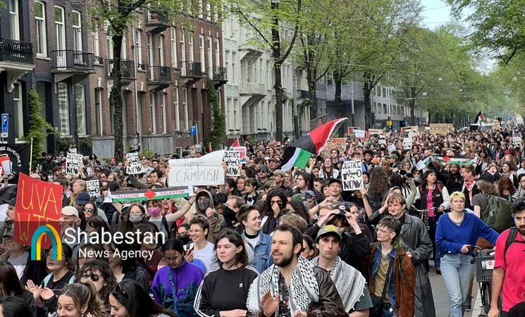ادامه تحصن دانشجویان دانشگاه آمستردام هلند از غزه+ عکس