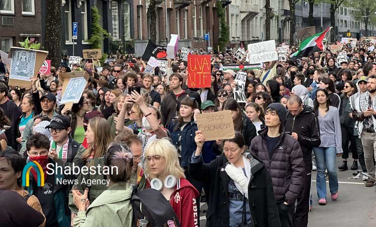 ادامه تحصن دانشجویان دانشگاه آمستردام هلند از غزه+ عکس