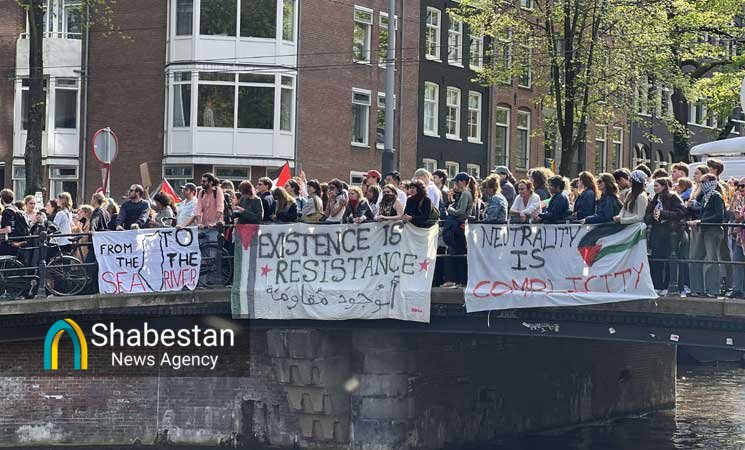 ادامه تحصن دانشجویان دانشگاه آمستردام هلند از غزه+ عکس