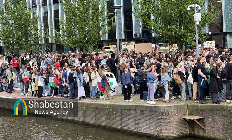 ادامه تحصن دانشجویان دانشگاه آمستردام هلند از غزه+ عکس