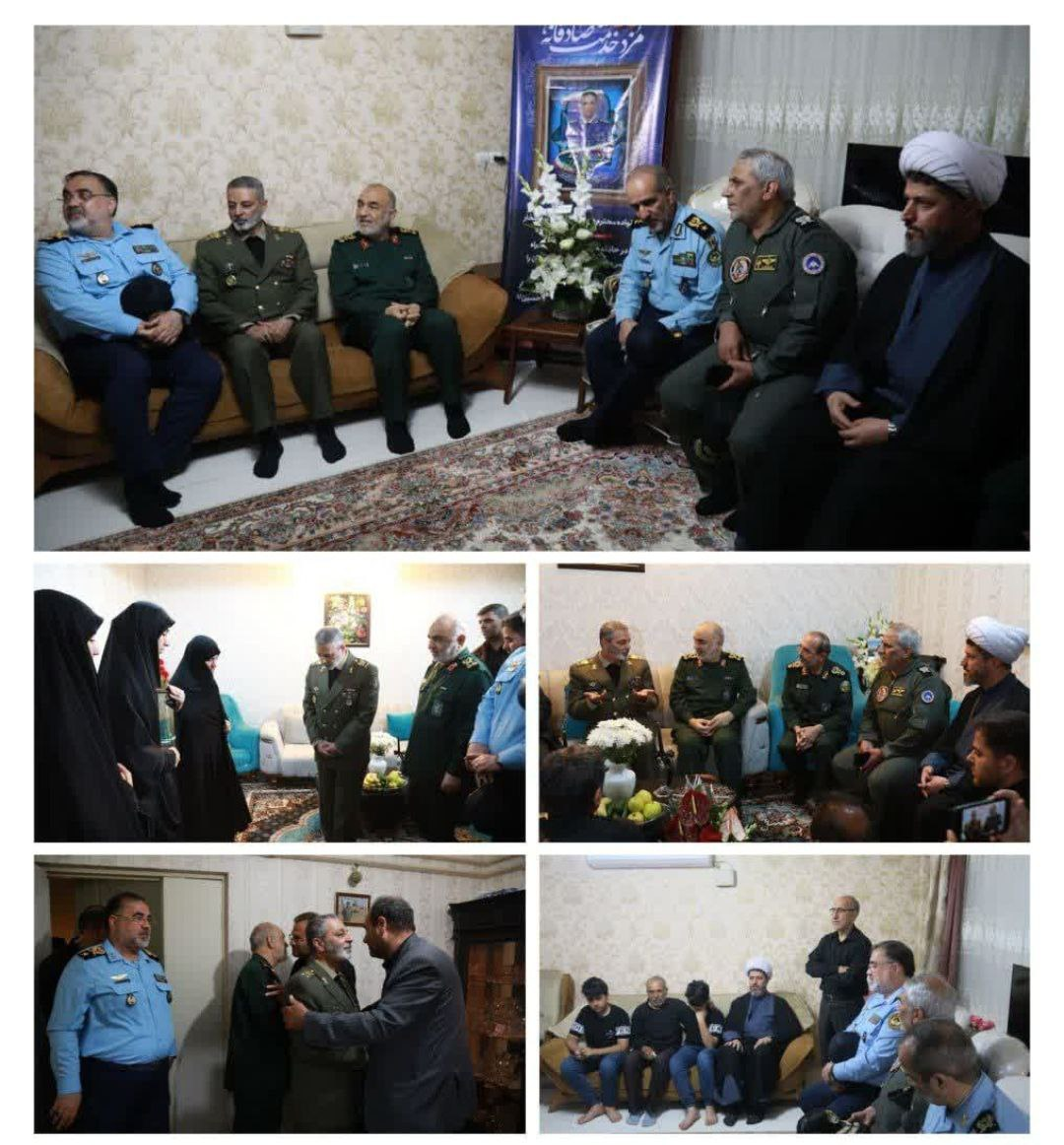 دیدار فرماندهان کل ارتش و سپاه با خانواده شهدای خلبان سانحه بالگرد رئیسجمهور