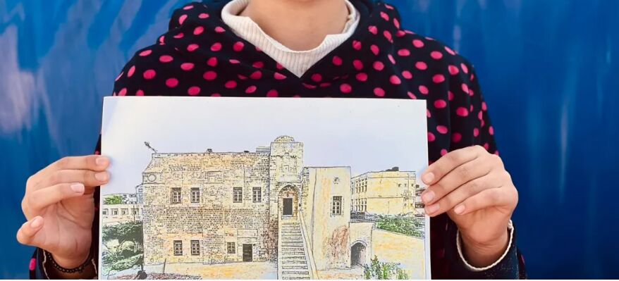 ساختمانهای تاریخی بمباران شده غزه در نقاشی کودکان فلسطینی