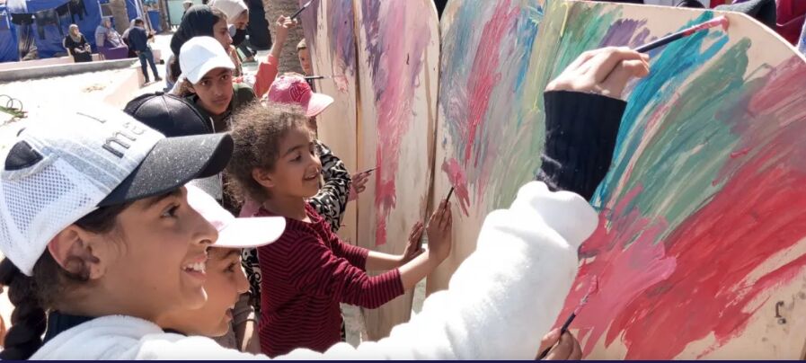 ساختمانهای تاریخی بمباران شده غزه در نقاشی کودکان فلسطینی