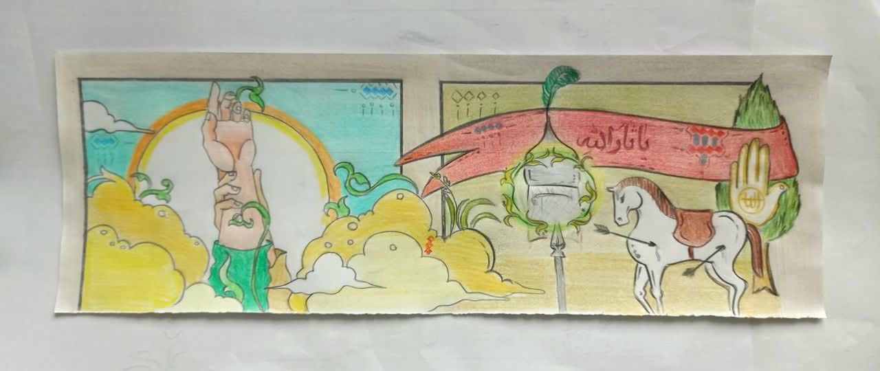 اقدام جهادی دانشآموزان در طراحی دیوار نگارههای گلزار شهدای آستانه