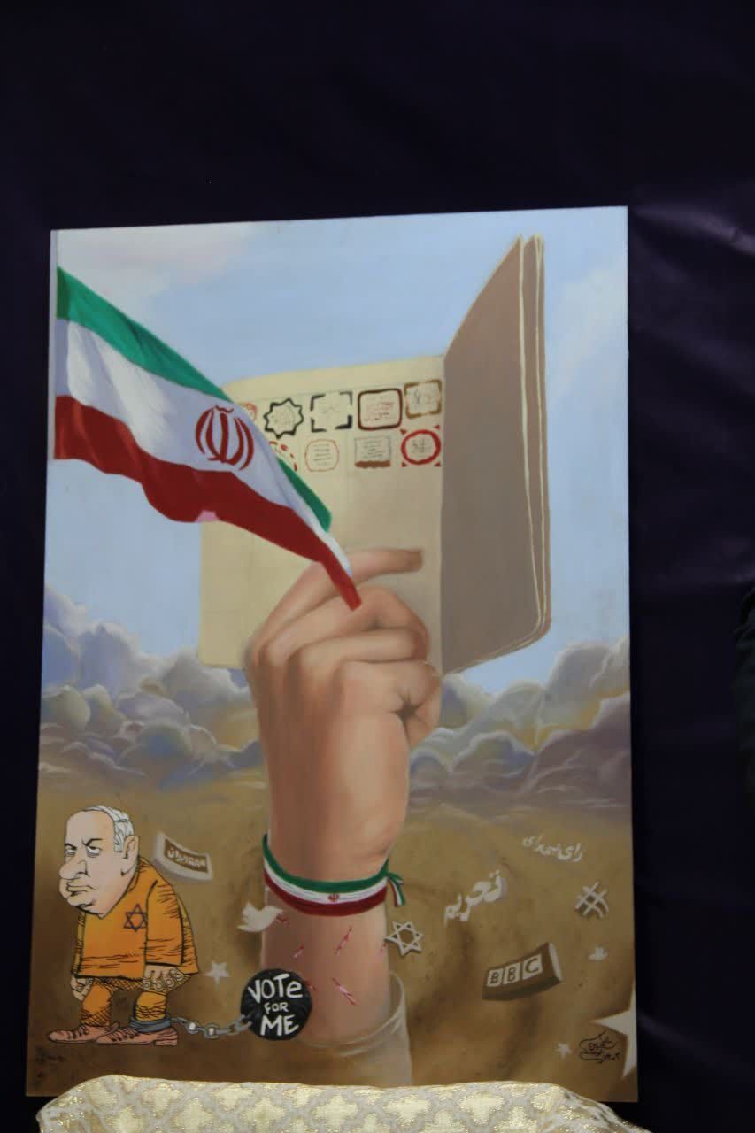 تابلو هنرمند کوهدشتی با موضوع انتخابات رونمایی شد