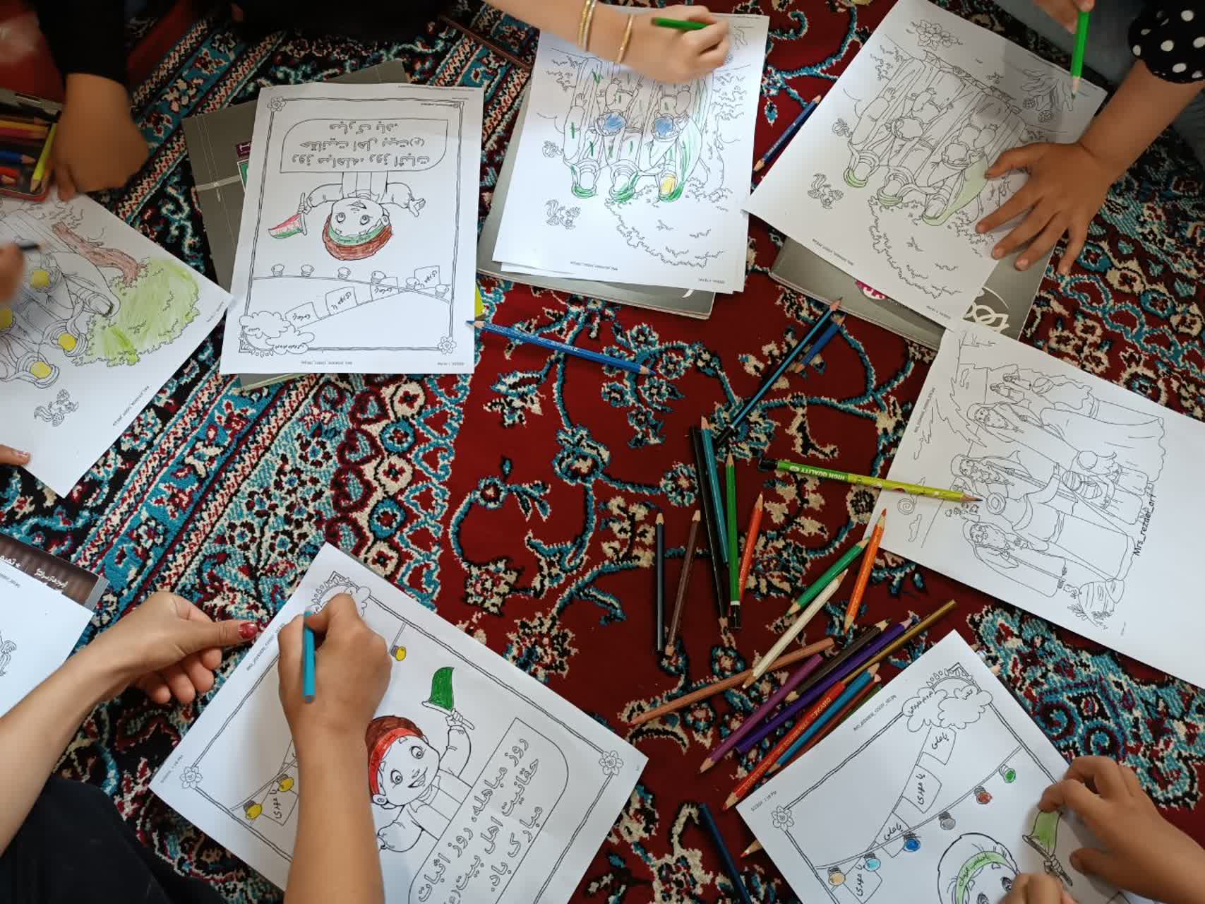 کودکان و نوجوانانی که با نقاشی با داستان مباهله آشنا شدند