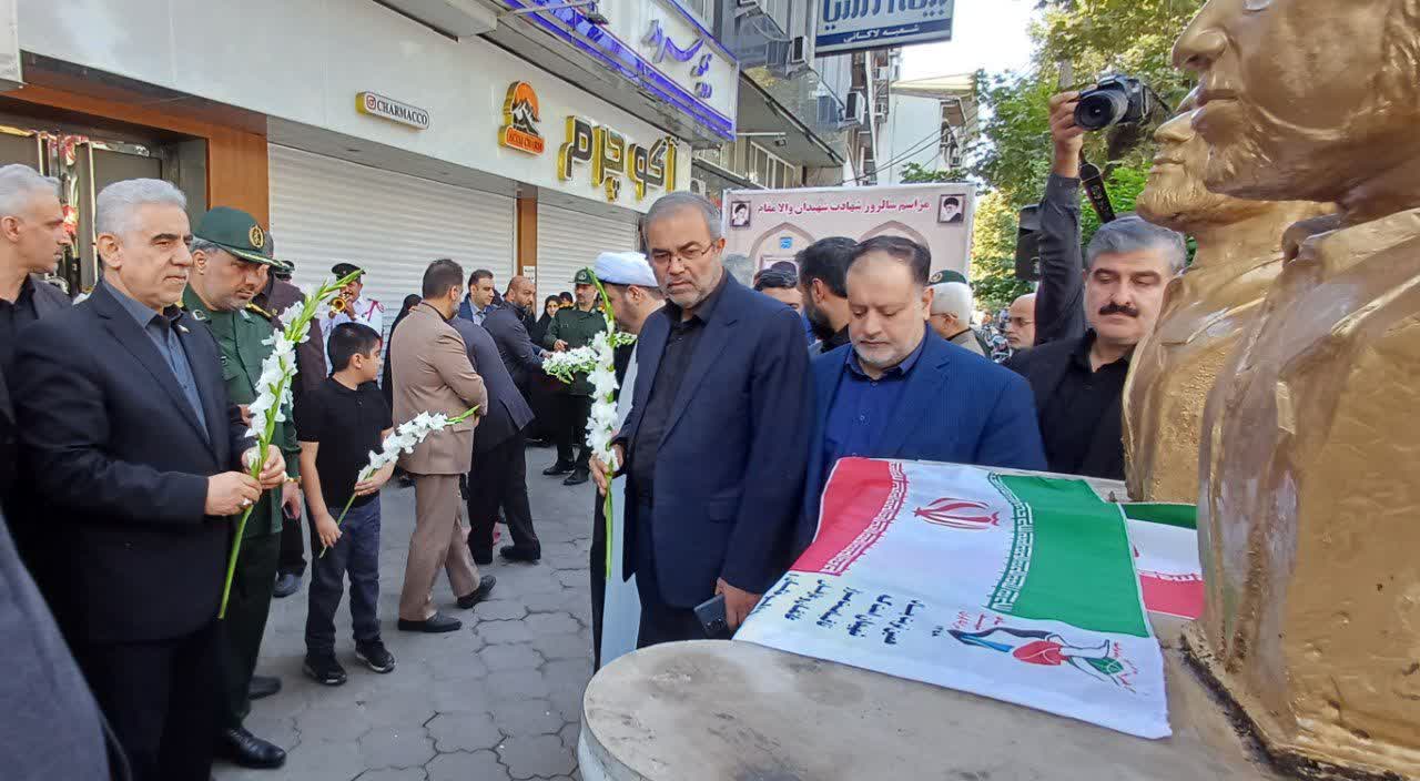 محل شهادت شهیدان انصاری و نورانی در رشت گلباران شد