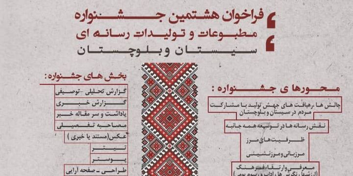 هشتمین جشنواره مطبوعات سیستان و بلوچستان فراخوان داد