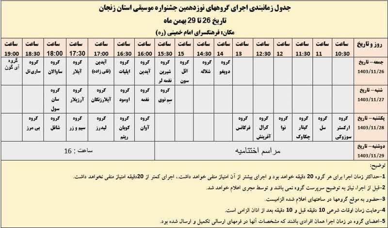نوزدهمین جشنواره موسیقی فجر زنجان آغاز به کار کرد
