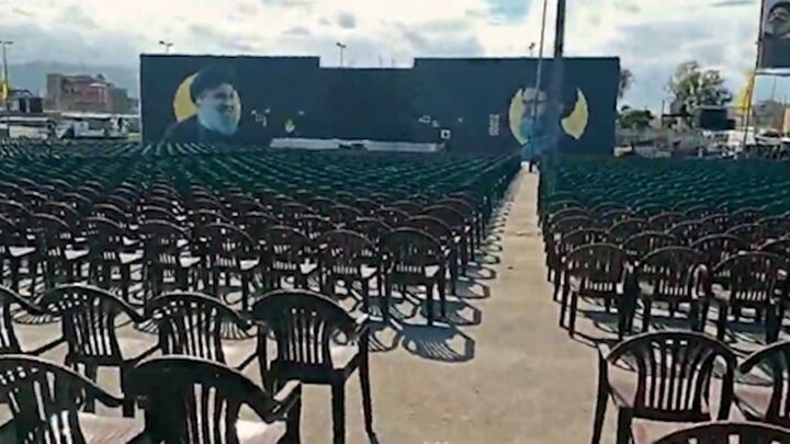 تصاویری از آماده‌سازی مکان برگزاری مراسم تشییع شهید نصرالله در بیروت