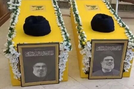 تشییع شهید صفی‌الدین در شهر قانون النهر با همراه با نوای رزمندگان حزب‌الله لبنان