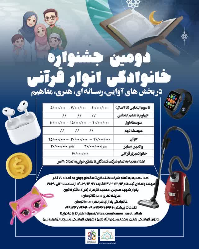 دومین جشنواره خانوادگی انوار قرآنی در کانون محمد رسول الله (ص) سمنان