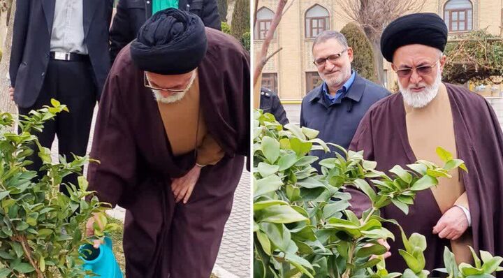 مراسم کاشت نهال در محوطه حرم سیدالکریم برگزار شد