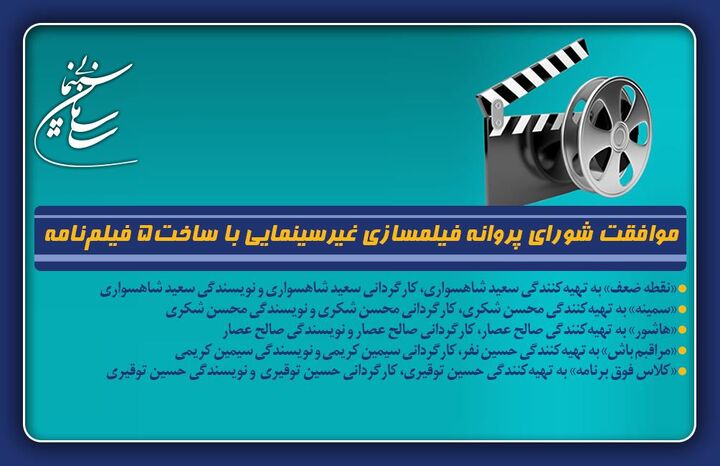 موافقت شورای پروانه فیلمسازی غیرسینمایی با ساخت ۵ فیلم‌نامه