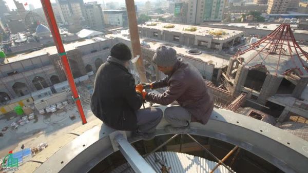 پیشرفت ۷۵ درصدی ساخت صحن حضرت زینب(س) در کربلا + فیلم