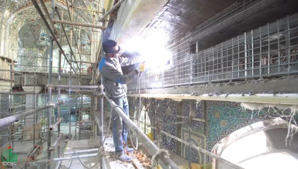 پیشرفت ۷۵ درصدی ساخت صحن حضرت زینب(س) در کربلا + فیلم