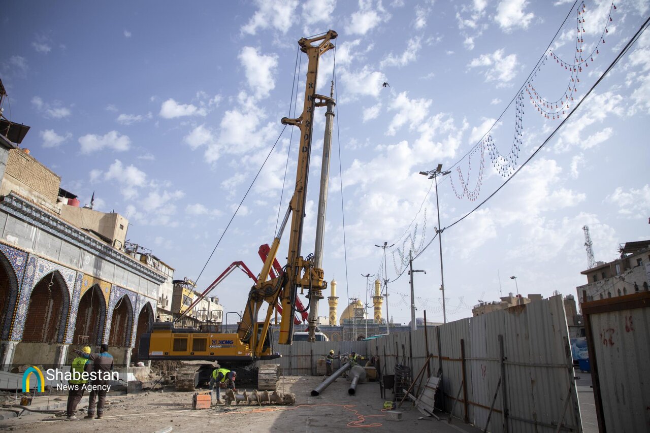 کار پروژه سرداب صحن باب القبله در آستان حضرت عباس(ع) ادامه دارد+ عکس