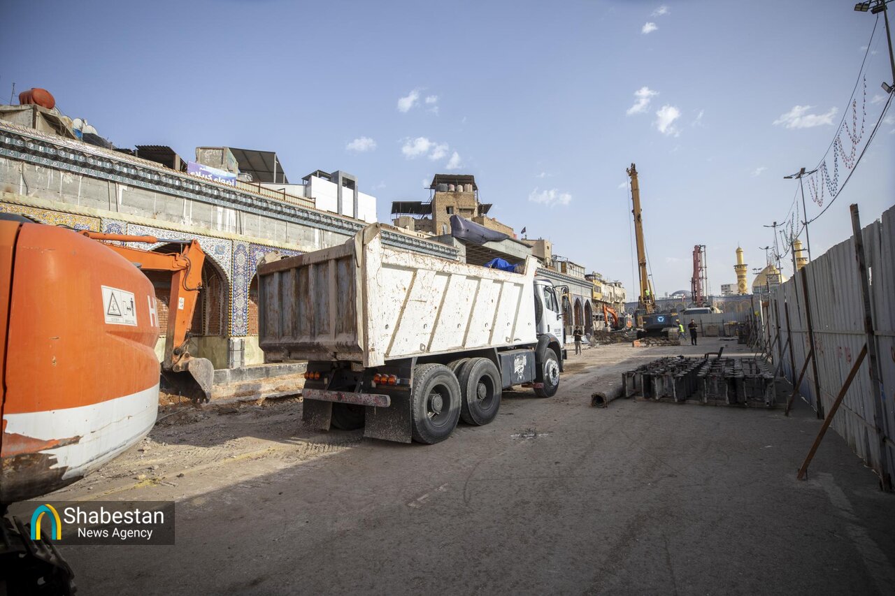 کار پروژه سرداب صحن باب القبله در آستان حضرت عباس(ع) ادامه دارد+ عکس