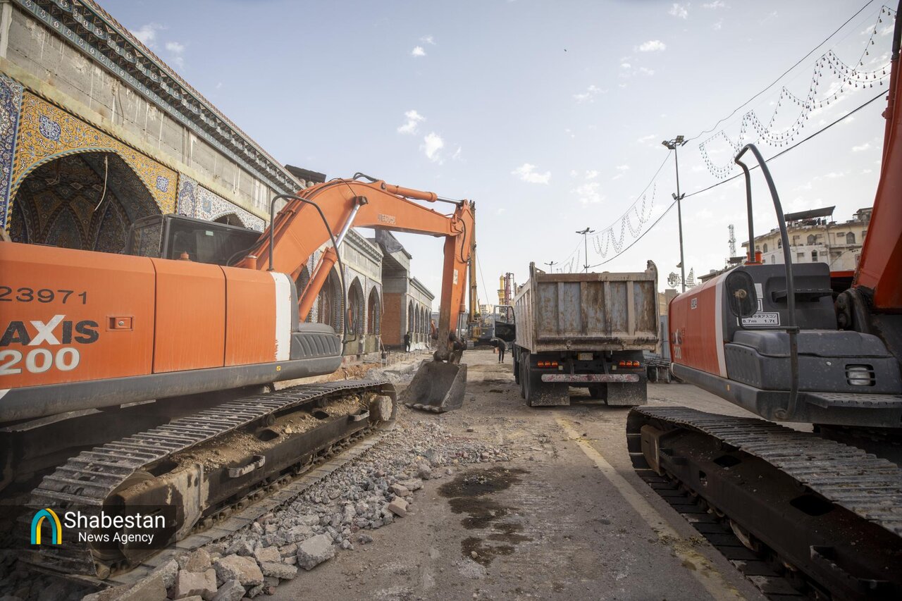 کار پروژه سرداب صحن باب القبله در آستان حضرت عباس(ع) ادامه دارد+ عکس