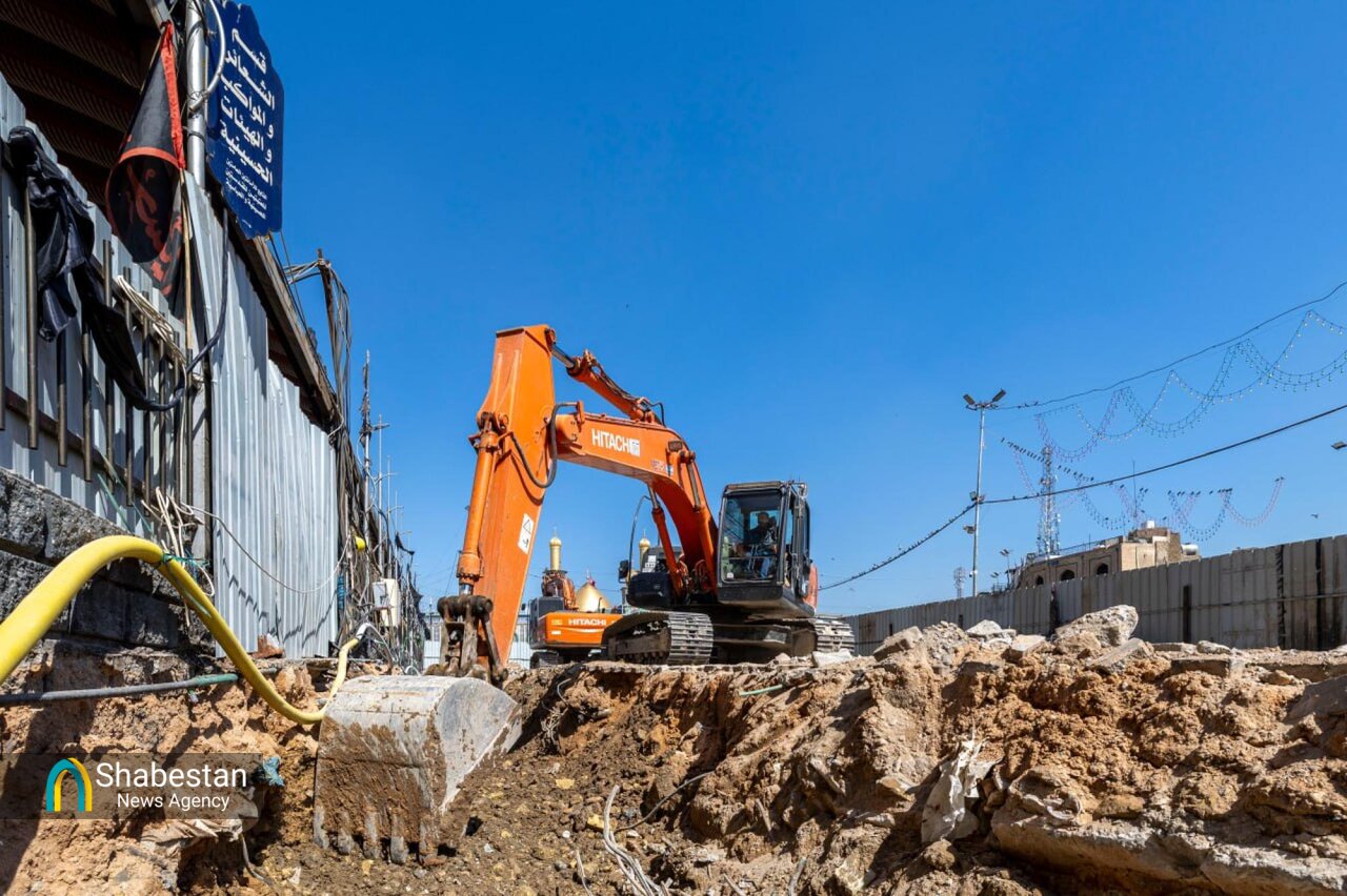 کار پروژه سرداب صحن باب القبله در آستان حضرت عباس(ع) ادامه دارد+ عکس