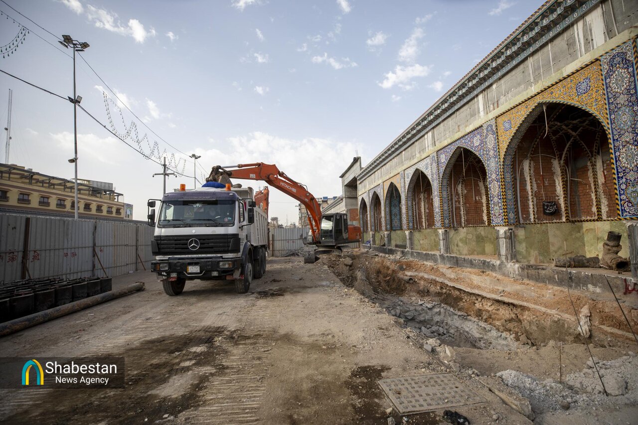 کار پروژه سرداب صحن باب القبله در آستان حضرت عباس(ع) ادامه دارد+ عکس