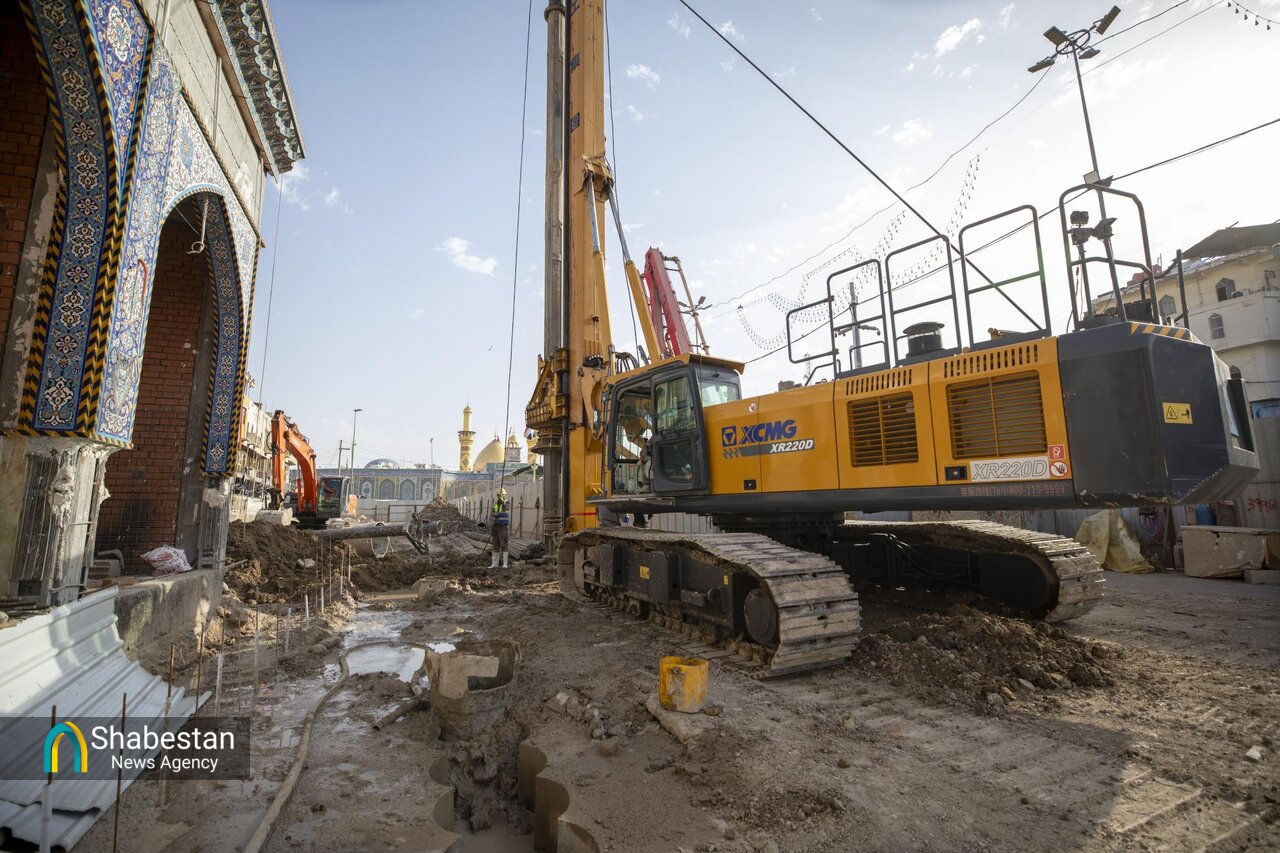 کار پروژه سرداب صحن باب القبله در آستان حضرت عباس(ع) ادامه دارد+ عکس