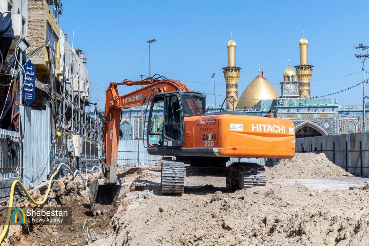 کار پروژه سرداب صحن باب القبله در آستان حضرت عباس(ع) ادامه دارد+ عکس