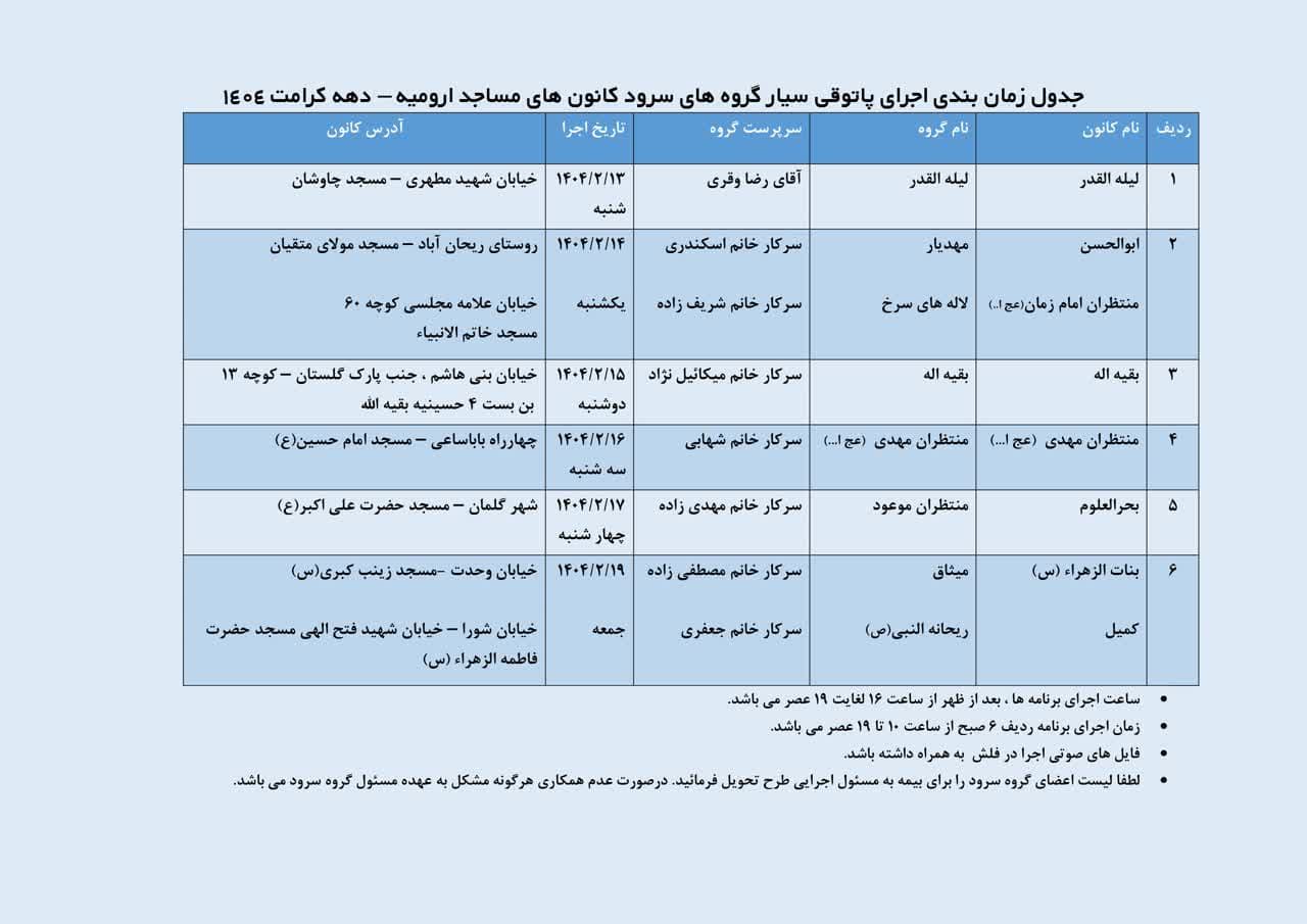 گروه‌های سرودی مسجدی میدان‌دار جشن‌های دهه کرامت ارومیه